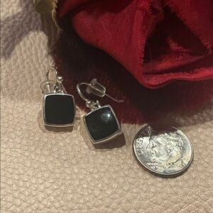 Sterling Silver and Black Onyx Drop Earrings
